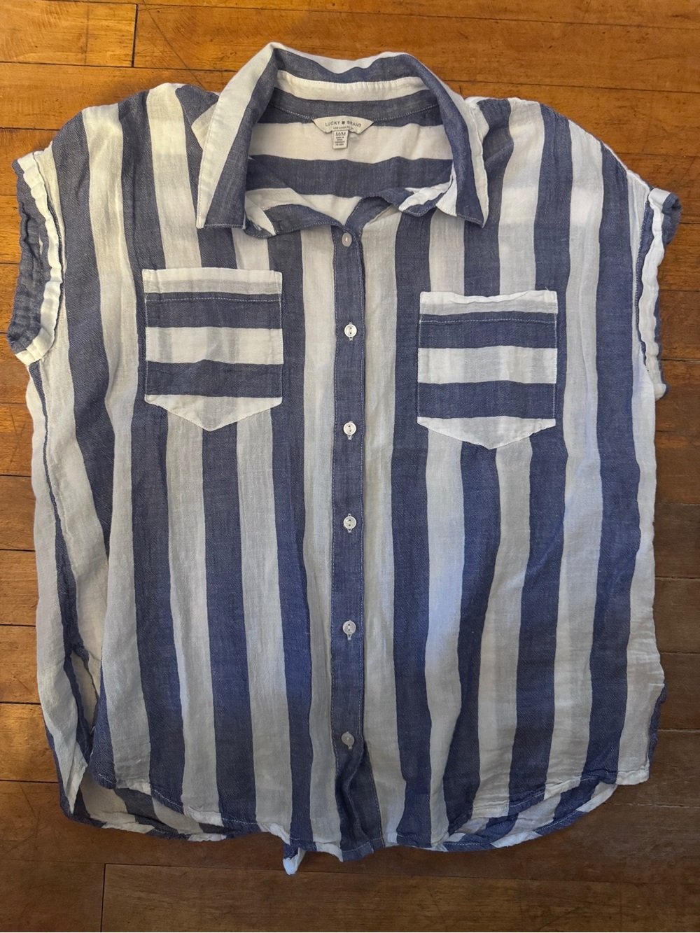 Lucky Brand Navy and White Striped Shirt